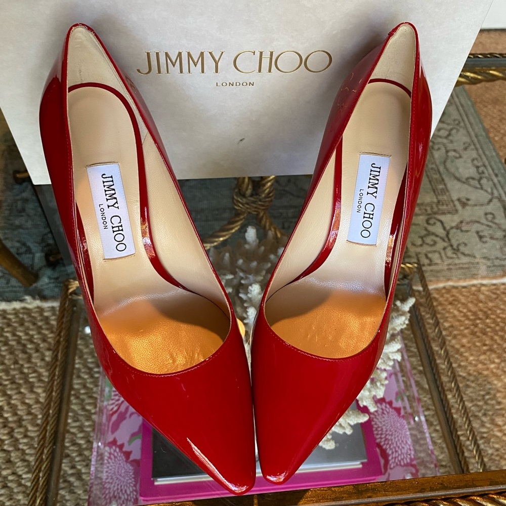 Brand new Jimmy Choo RED patent Romy pumps